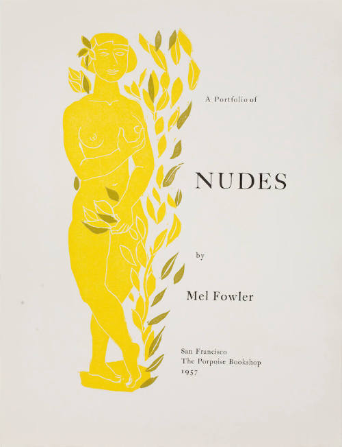 title page, nude standing, with leaves