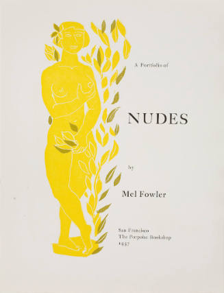 title page, nude standing, with leaves