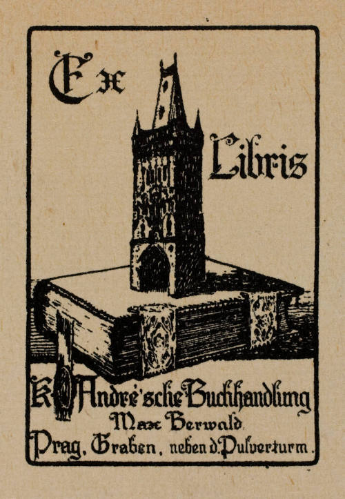 Ex LIbris K. Andresche Buchhandlung Max Prag, Graben, neben d. Pulverturm