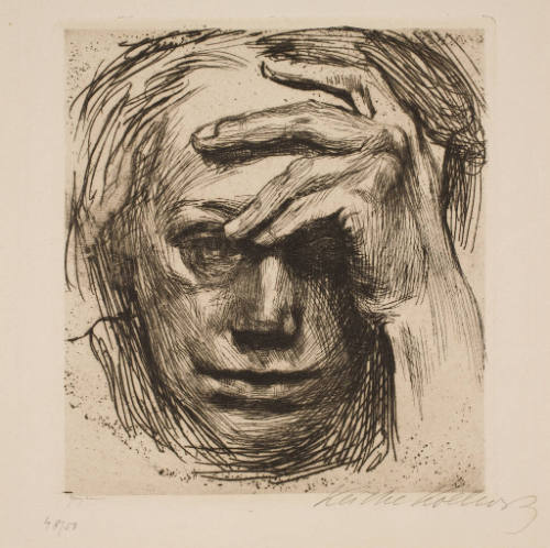 Selbst Bildnis mit der Hand an der Stirn (Self-portrait, Hand at the Forehead)