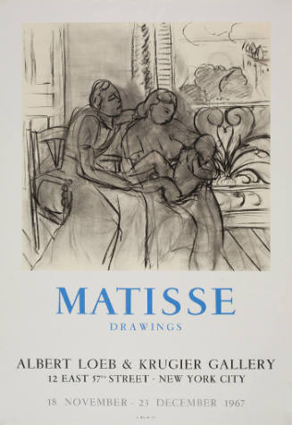 Matisse, Drawings/Albert Loeb & Krugier Gallery, 11/18-12/23, 1967