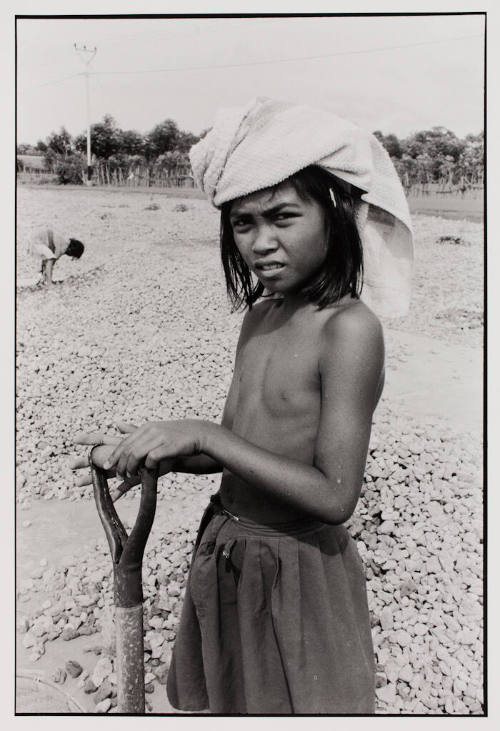 Collecting pumice stones, Indonesia