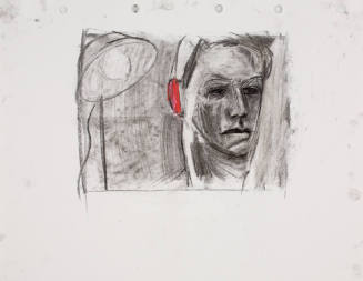 no title (Jennifer head study - with red ear and lamp)