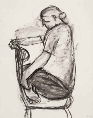 no title (Jennifer with chair study - seated backwards)