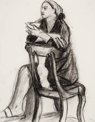 Untitled (Study of Jennifer with chair, holding cup)