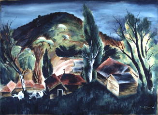 Untitled (Two Cows, Farm and Hills)