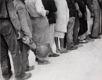 Migrant Vegetable Workers Waiting After Work to be Paid, Near Homestead, Florida