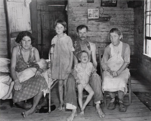 Bud Fields and His Family at Their Home in Alabama, 1935