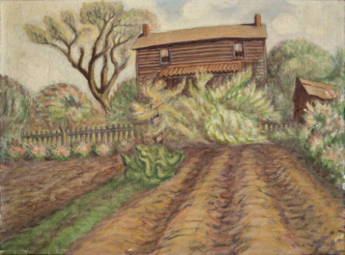 untitled (farmhouse and garden scene)