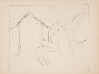 Simple pencil sketch with abstract lines suggesting a structure