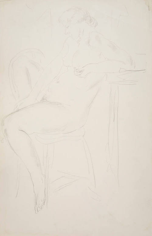 Reclining Female Nude on Chair