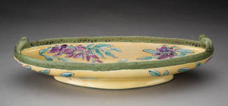 Oval Footed Platter: Wisteria with Arch Leaf Handles
