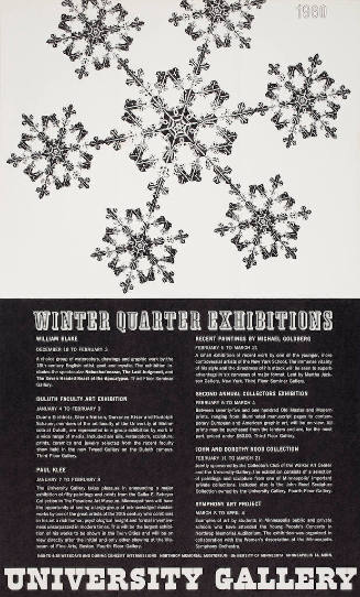 poster for Winter Quarter Exhibitions, University Gallery