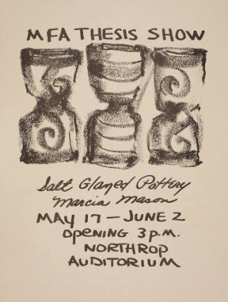 poster for MFA Thesis Show: Salt Glazed Pottery, Marcia Mason