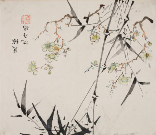 Plum Tree Flowers and Bamboos