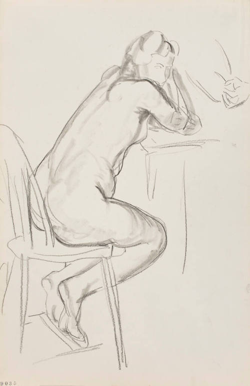 Untitled (Female Nude Seated on a Chair)(verso: Bending Female Nude)