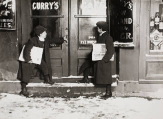 Newsboys Selling in Saloons at Night, New England