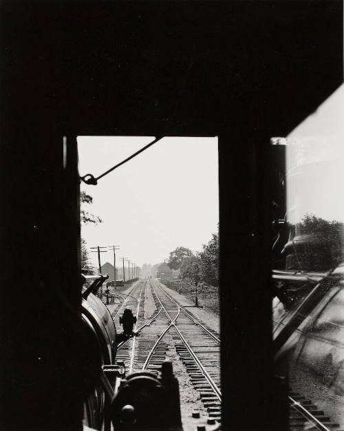 Looking out from the engineer's position, locomotive 1064