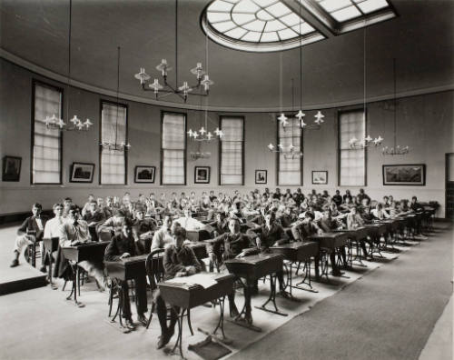 Milton Academy students gathered in Wigglesworth Hall