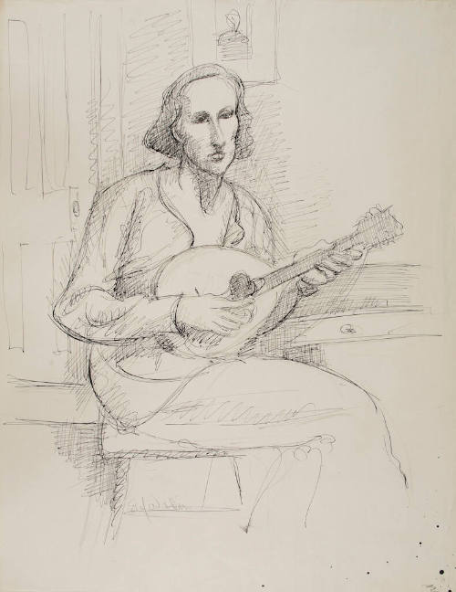 Woman Playing a Mandolin