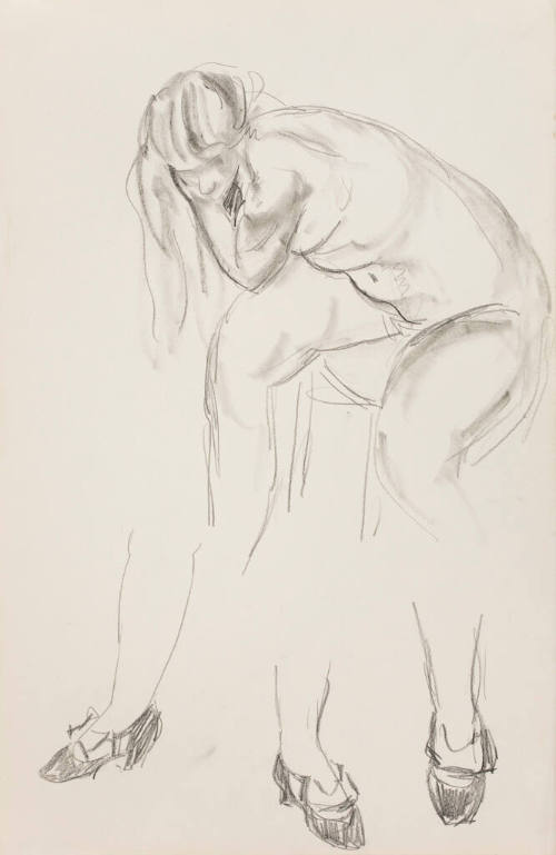 Untitled (bended nude and studies of three feet)