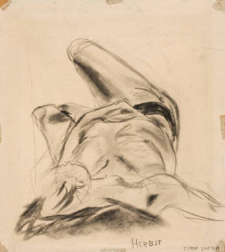 Charcoal sketch of a reclining man.